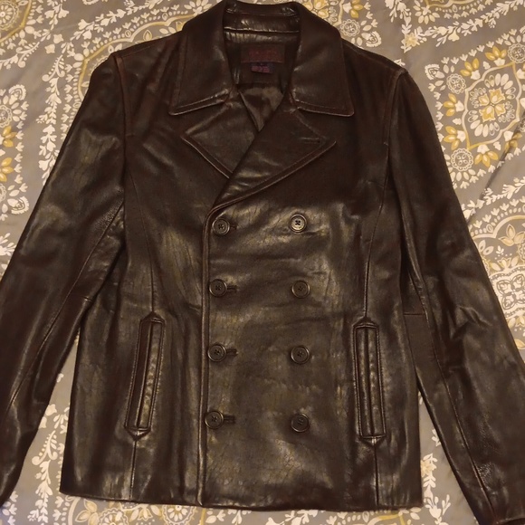 Polo Ralph Lauren Lambskin Leather Pea Coat size Large - Picture 1 of 5